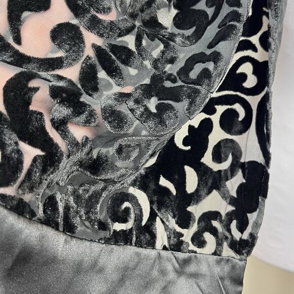 Whimsigoth Black Velvet Burnout Satin Long Shawl Wrap Scarf Evening Occasion - Picture 4 of 7